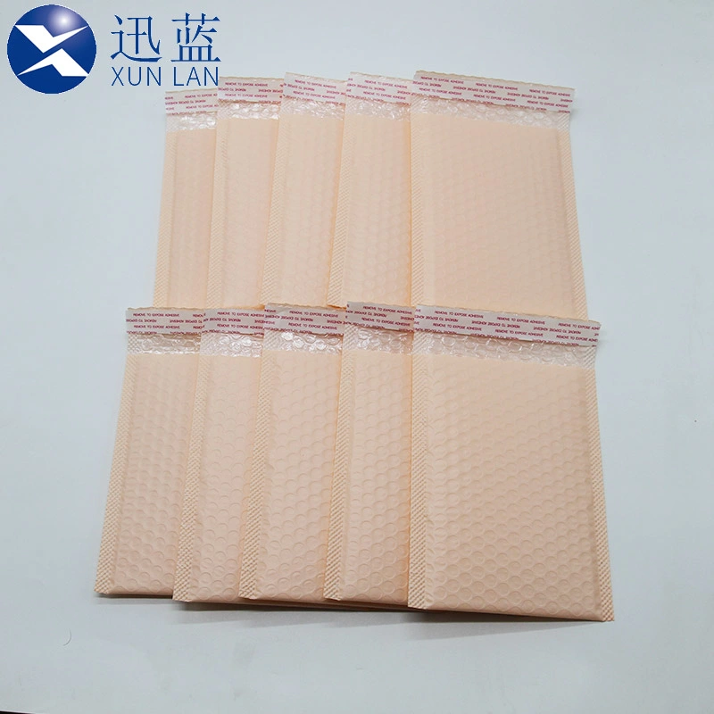 23*34 Cm Durable Fashionable Courier for Shipping Packing OEM Factory Nude Pink Poly Bubble Mailers Bag