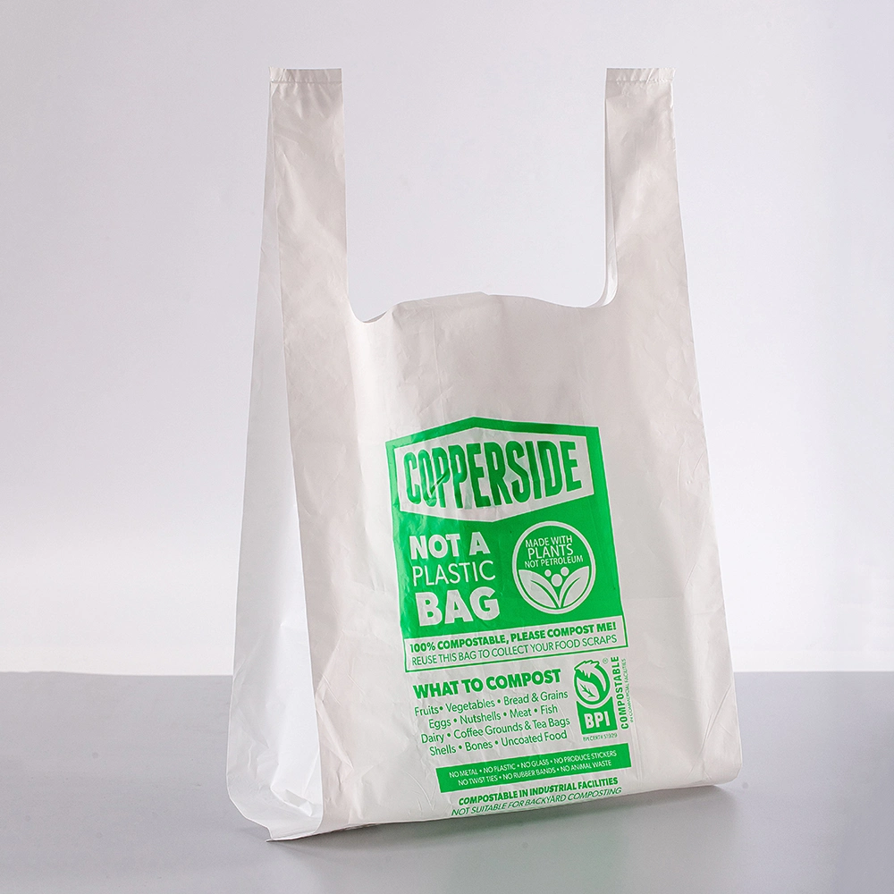 100% Biodegradable Wicket Bag for Bread Compostable T-Shirt Shopping Bag Shopping Bag on Roll